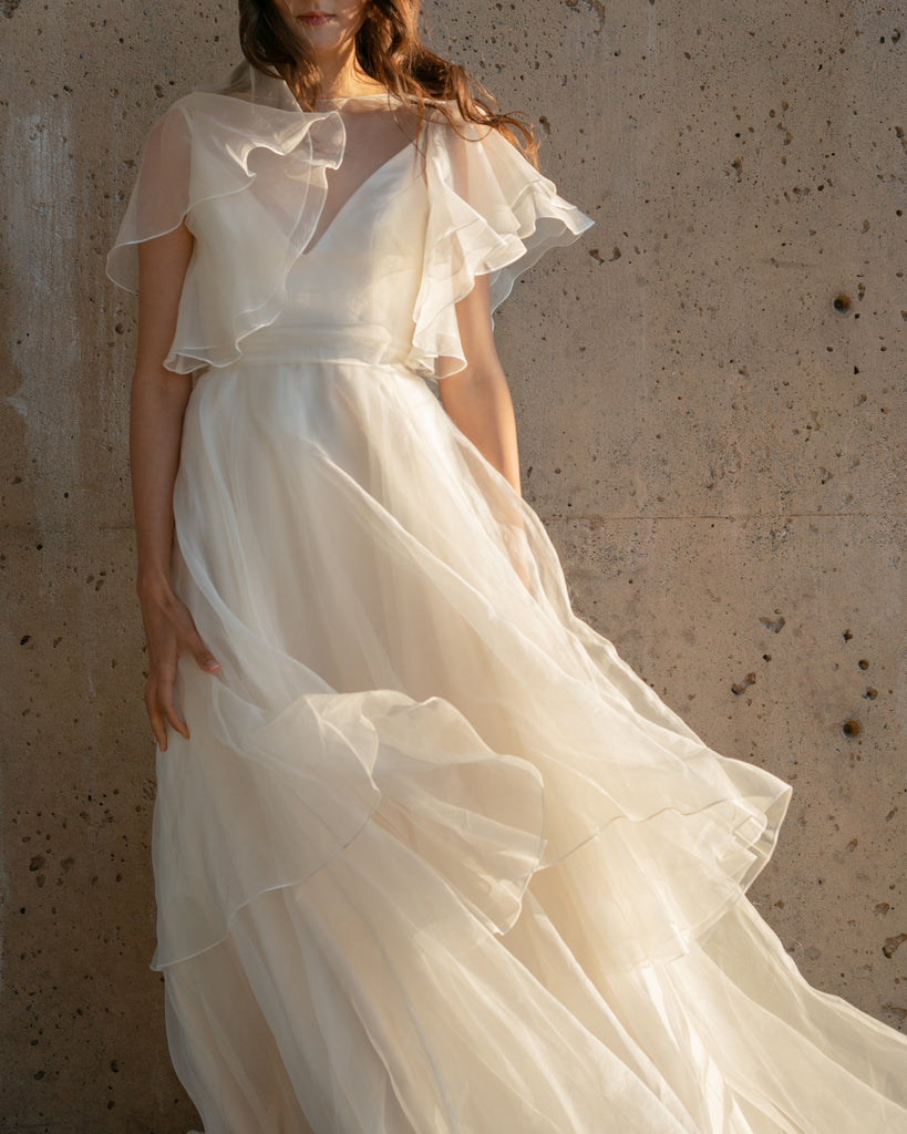 silk sleeve wedding dress