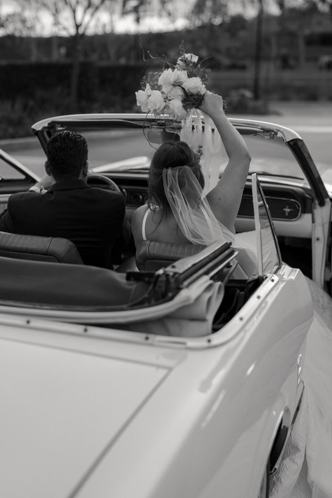 wedding convertible bride and groom