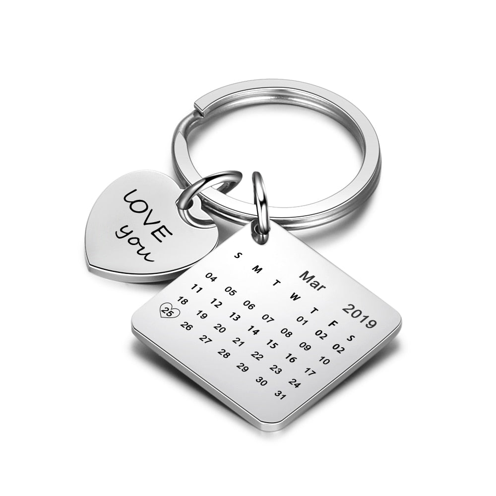 Personalized Calendar Keychain Hand Carved