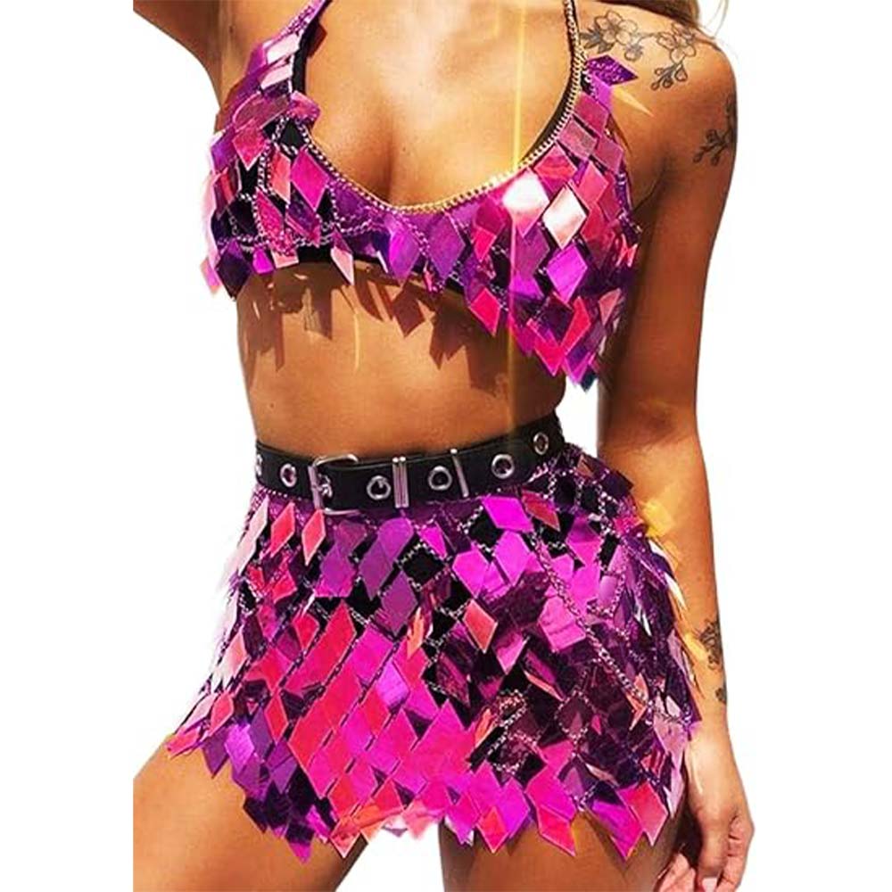 Dazzling Sequin Chainmail Bikini for Clubs