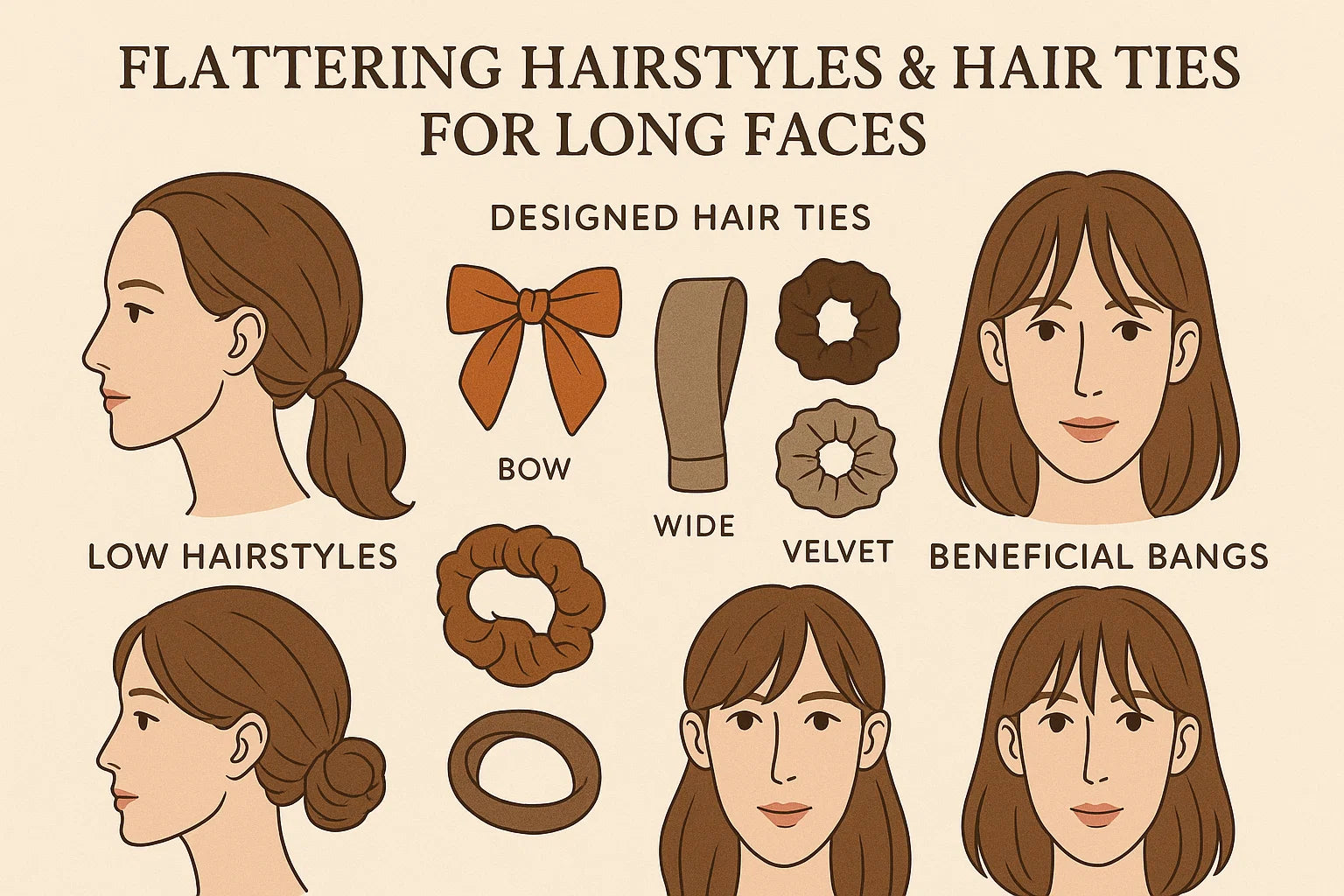 Hair Ties and hair tying techniques suitable for long faces