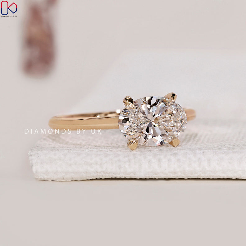 East West Engagement Ring - Oval Diamond