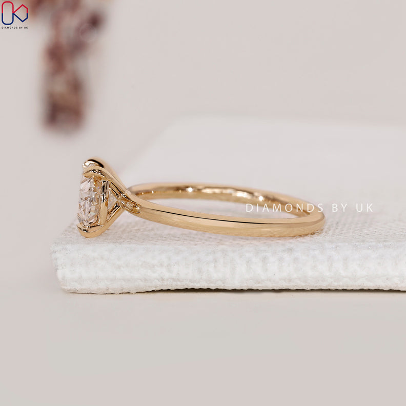 East West Engagement Ring - Oval Diamond