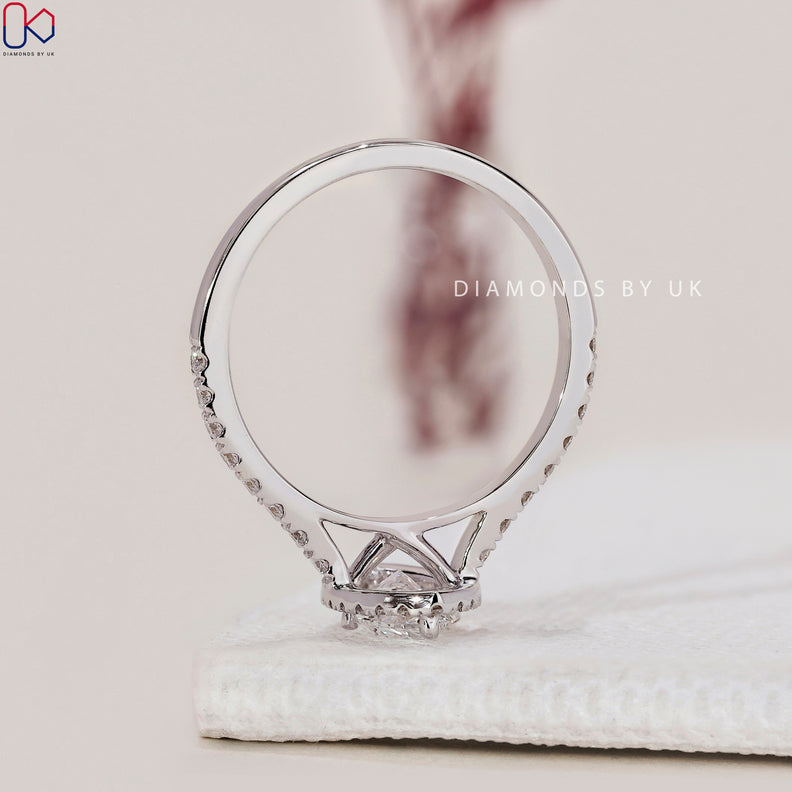 Marquise Diamond Engagement Ring With Pave Band