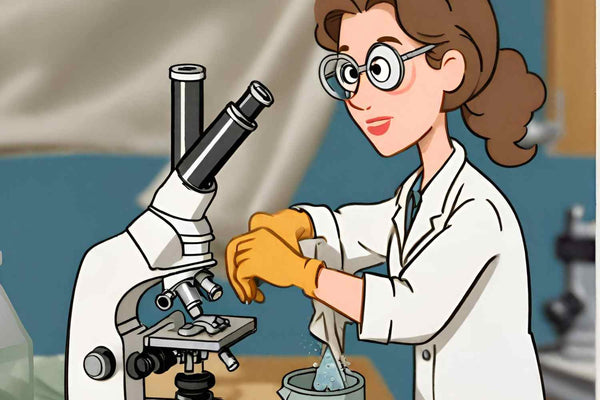Scientist cleaning used lab equipment Cartoon