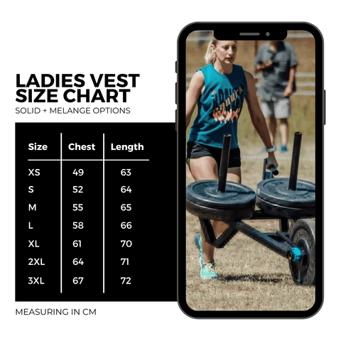 Ladies vest size chart