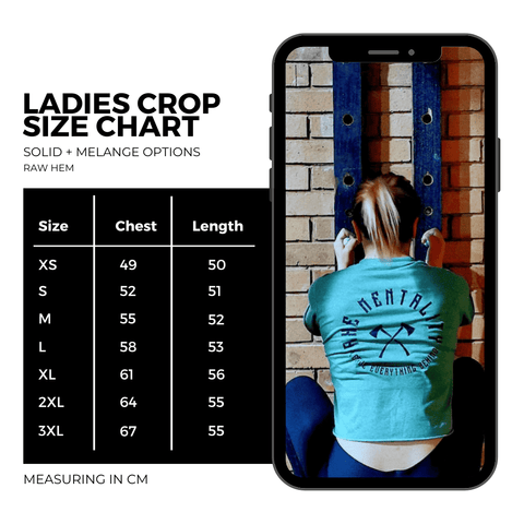 ladies crop size chart