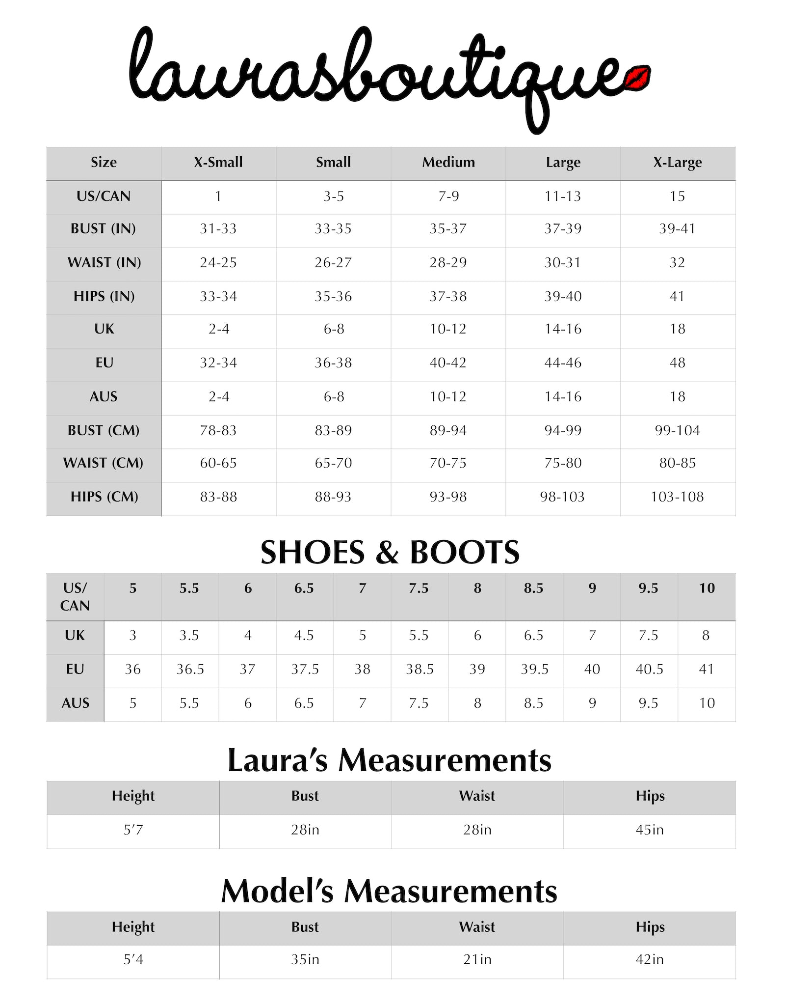 Sizing Charts | Images and Photos finder