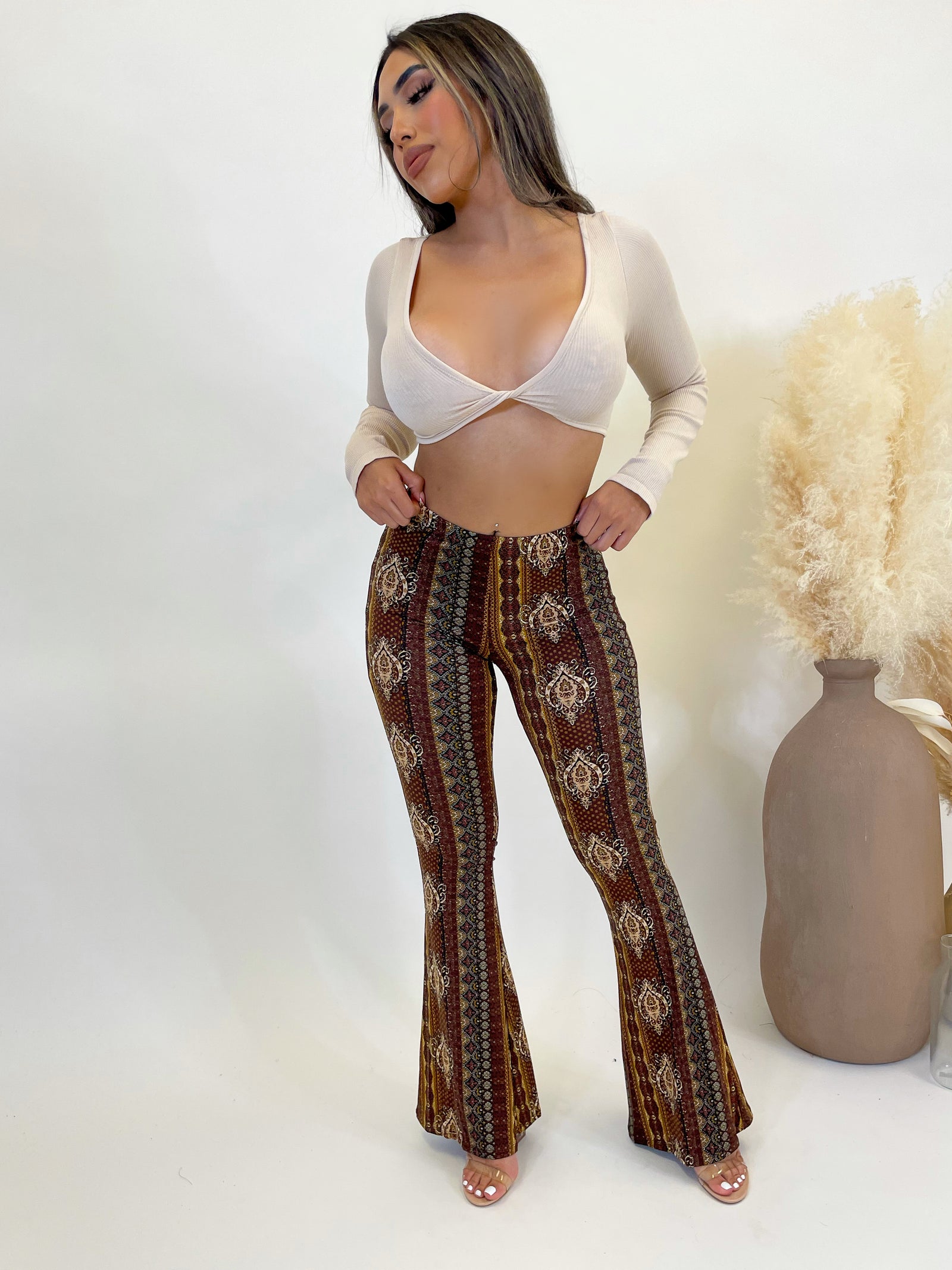Shape White Slinky Flared Pants | Curve | PrettyLittleThing USA