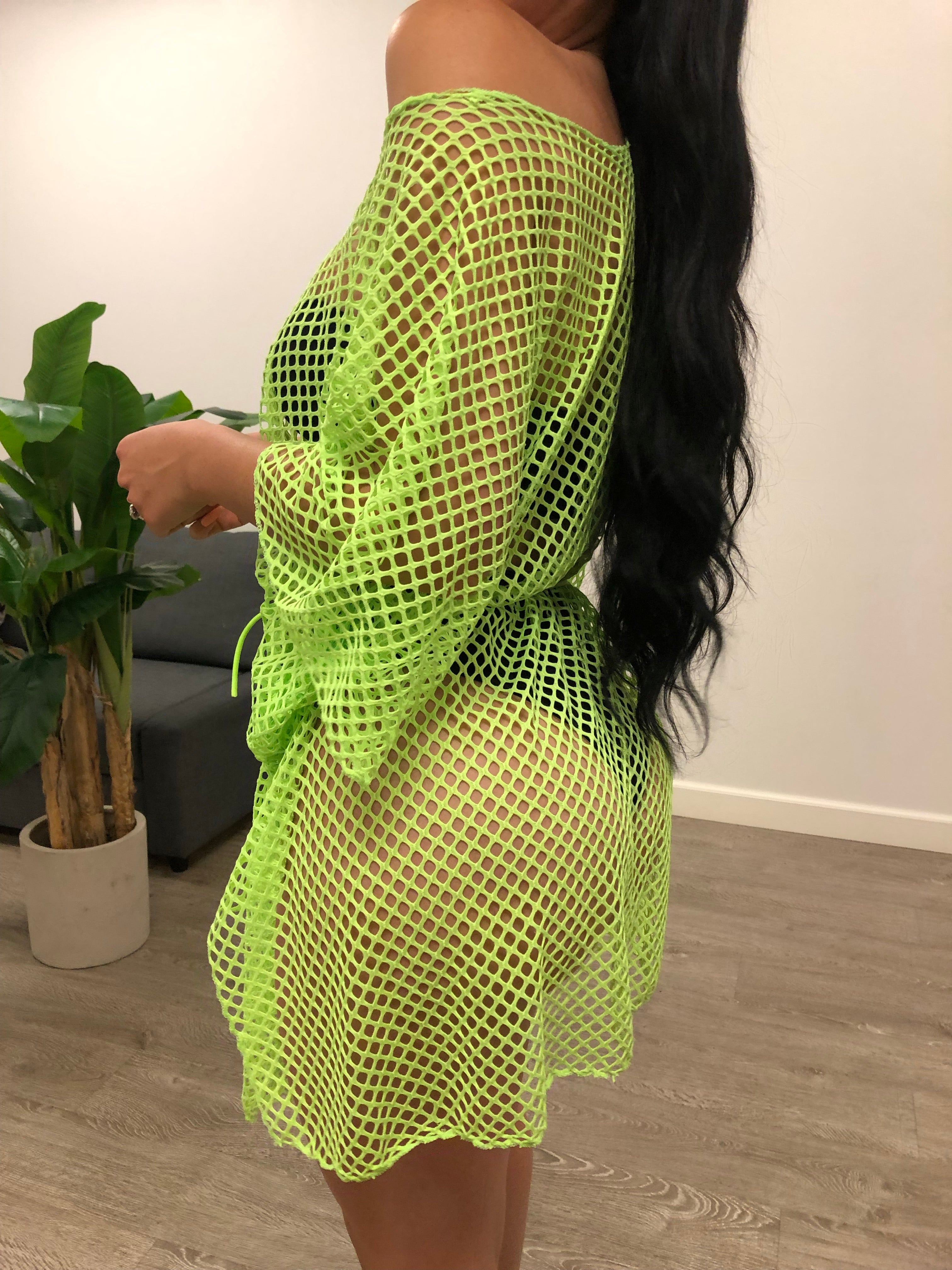 lime green swimsuit cover up