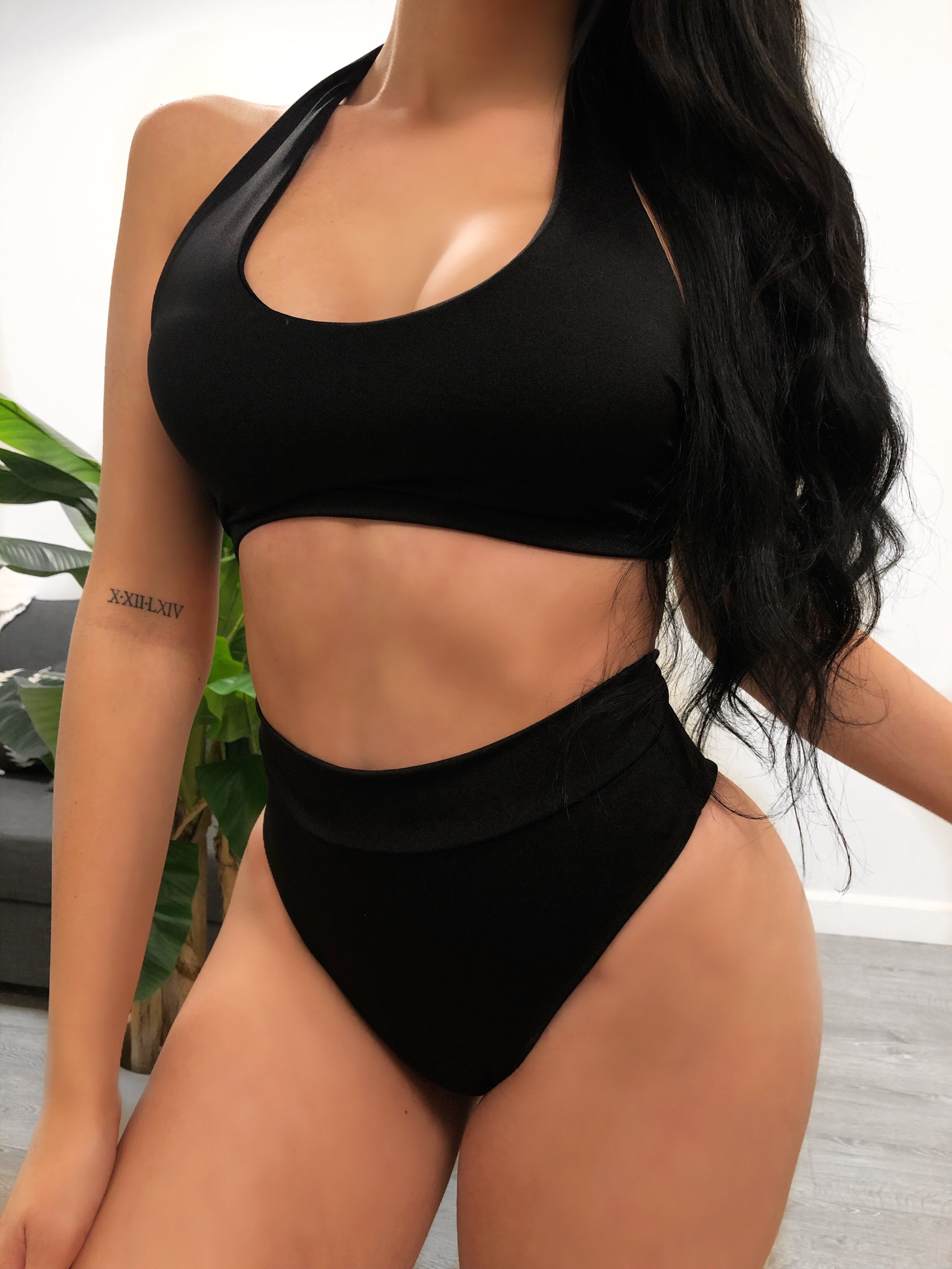 black two piece bathing suit