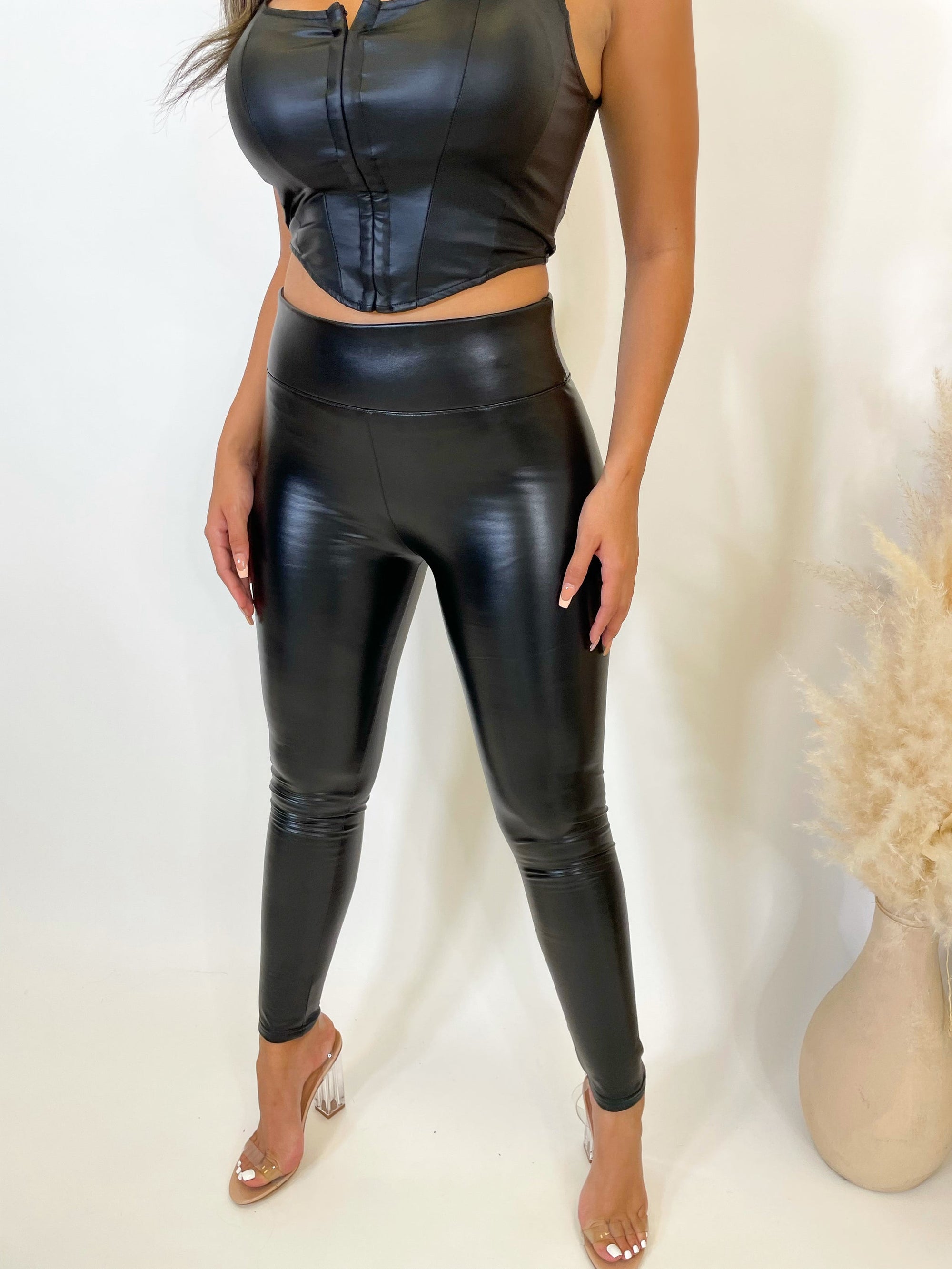 Aliya Leather Leggings (Black) - Laura's Boutique, Inc