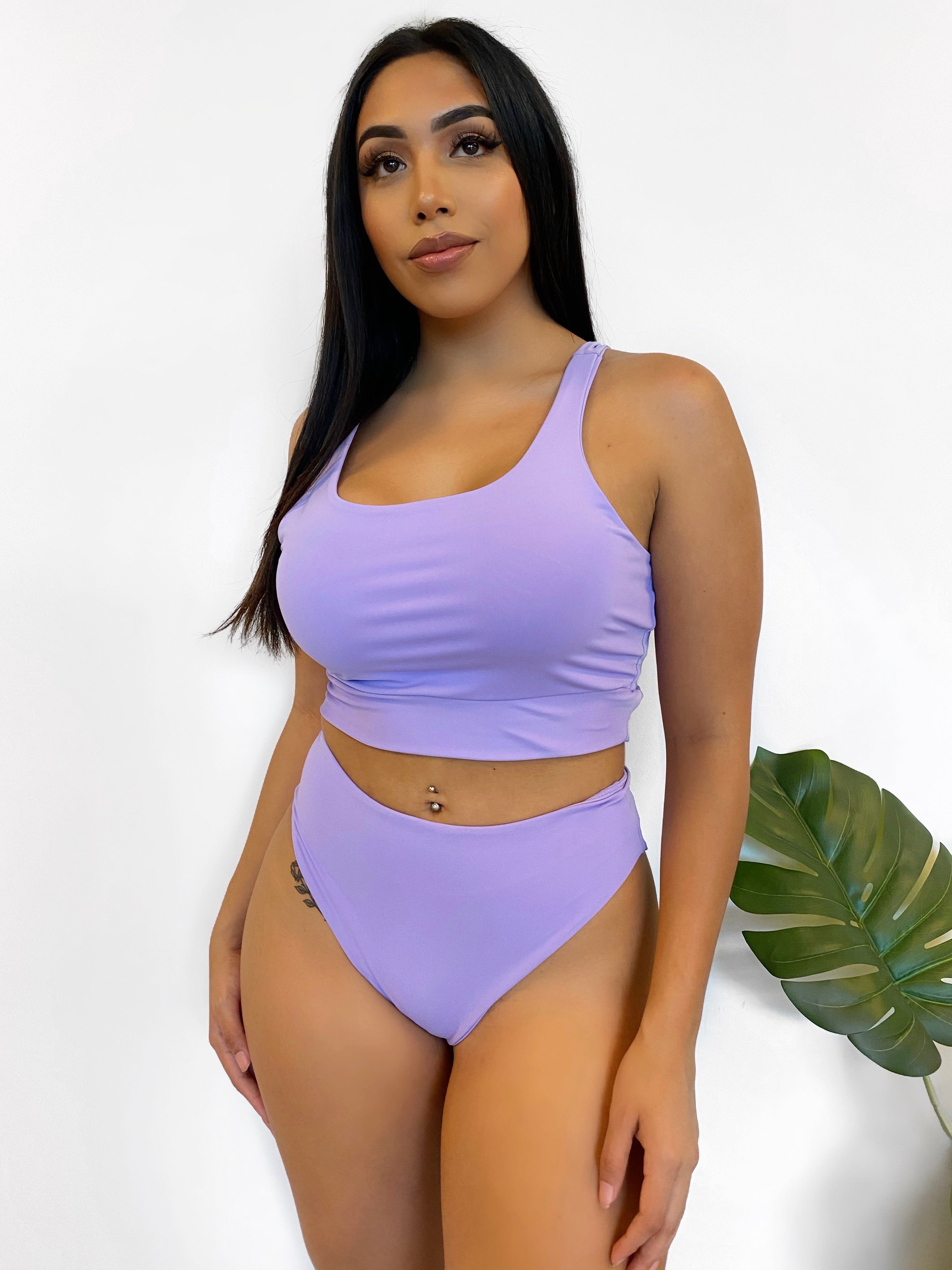 lilac bathing suit