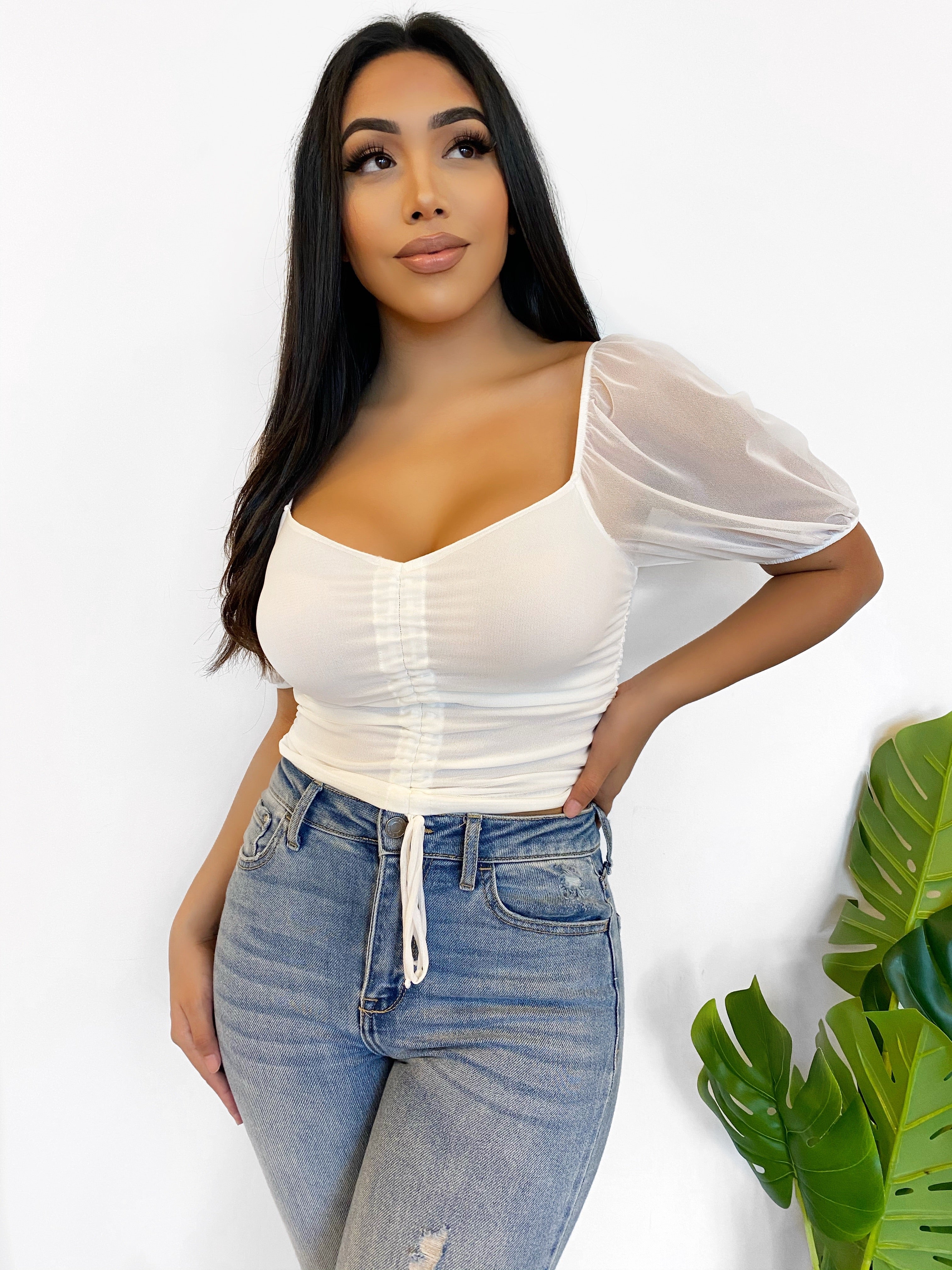 mesh top with jeans