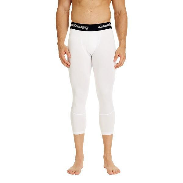 White Men's Compression Running 3/4 Tights Capri Pants – ARM SLEEVES ...