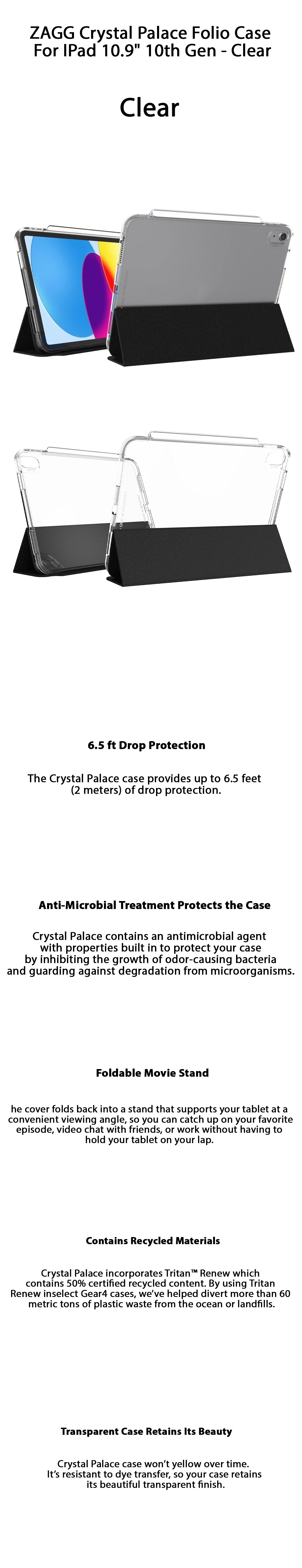 ZAGG Crystal Palace Folio Case For iPad 10th Gen 10.9
