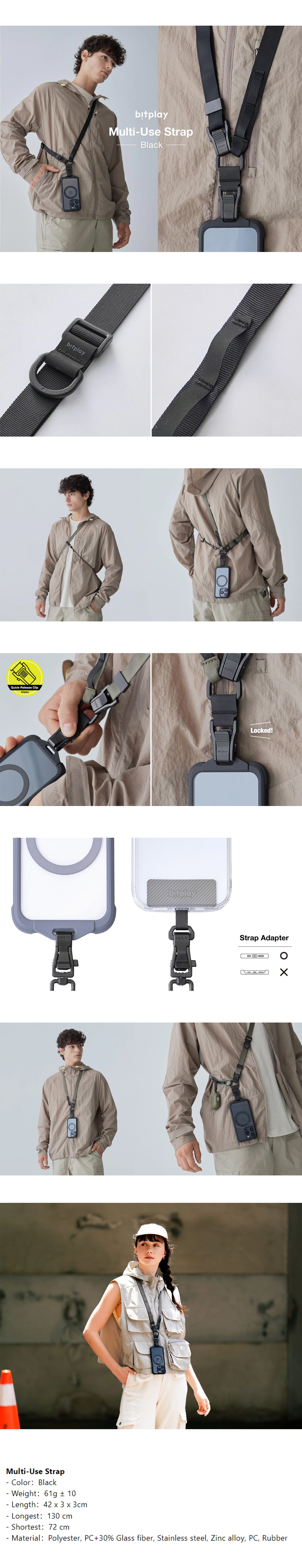 Bitplay Multi-Use Adventure Strap Lanyard - Camera Strap Connector and Strap Adapter included