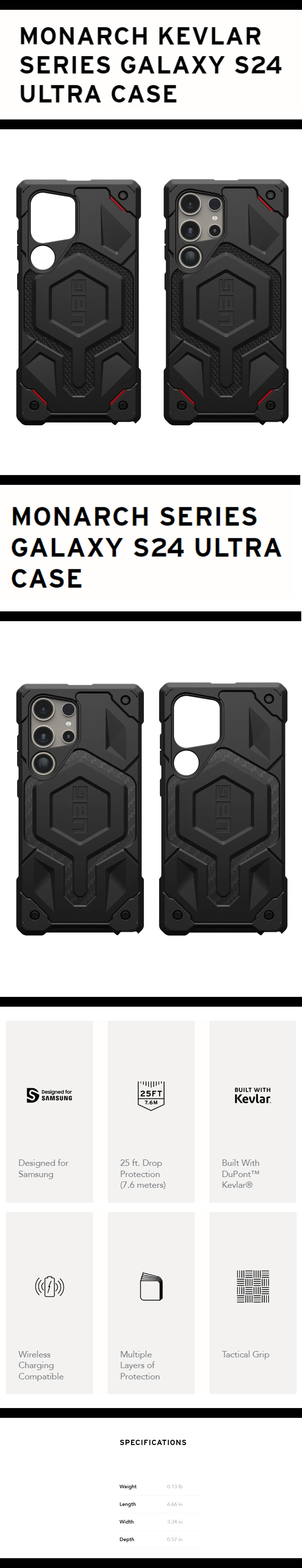 UAG Monarch for Samsung Galaxy S24 Ultra - WITHOUT Built-in Magnetic Module