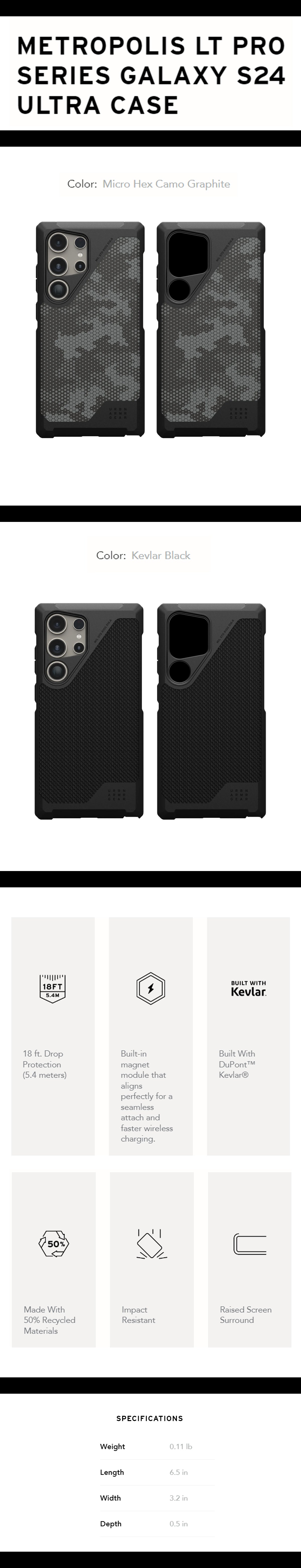 UAG Metropolis LT with Magnet for Samsung Galaxy S24 Ultra