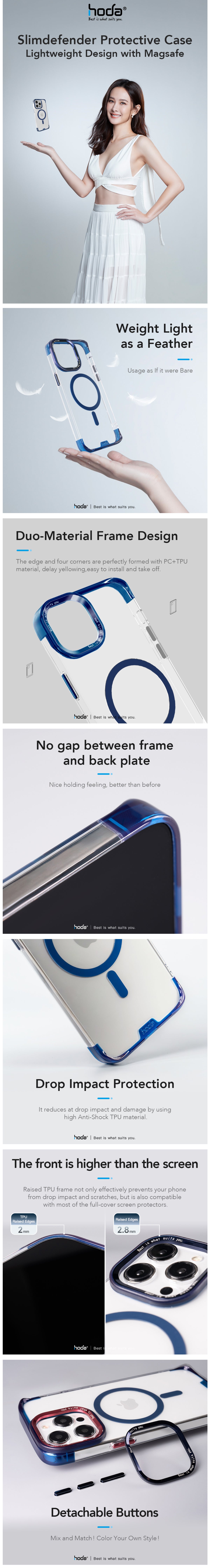 Hoda Slim Defender Case with Magnet for iPhone 15 Series - LightWeight Design