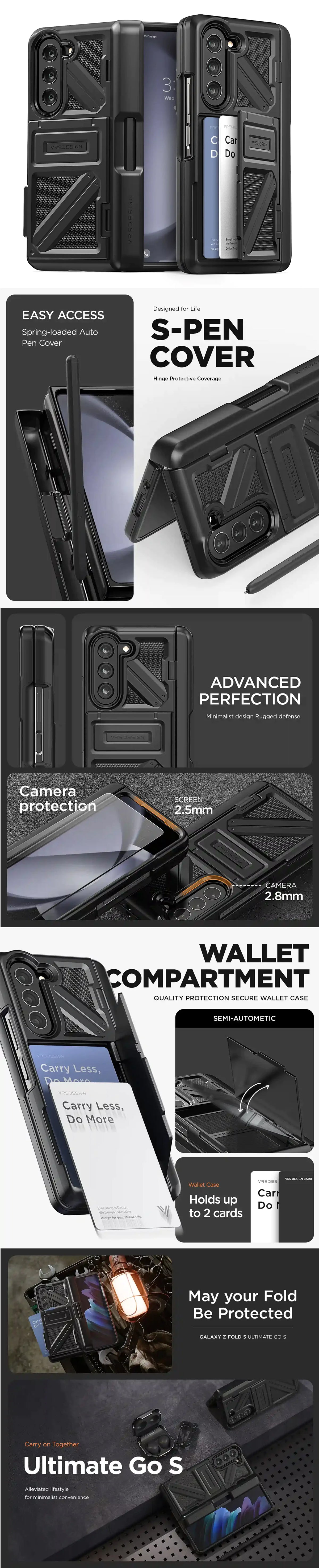 VRS Design Terra Guard Ultimate Go Series for Samsung Galaxy Z Fold 5 - Matte Black