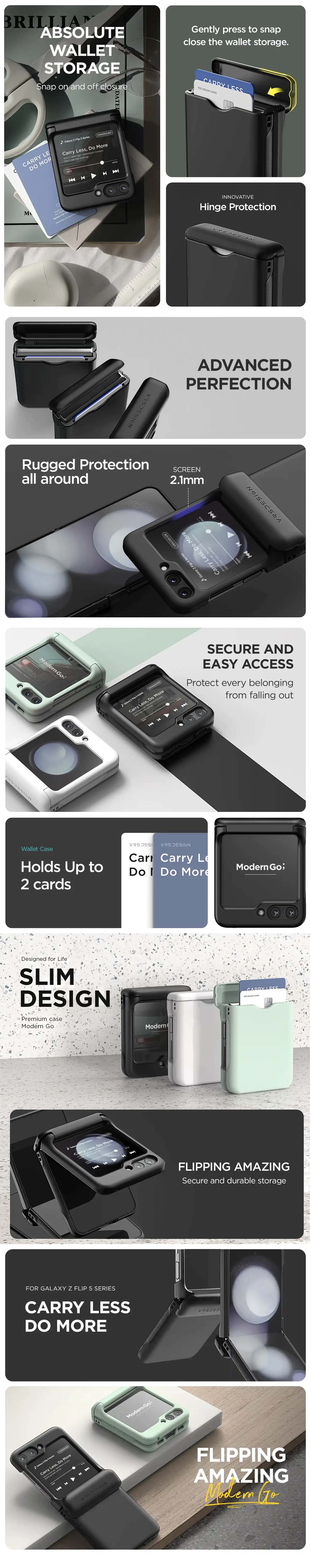 VRS Design Terra Guard Modern Go for Samsung Galaxy Z Flip 5 - Clear