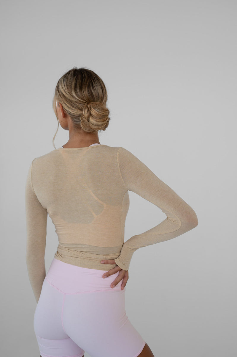 Ballet Wrap Blouse - Beige