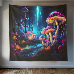 Luminous Mushrooms Tapestry