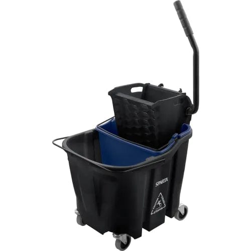 Mop Bucket Combo w/ Sidepress Wringer & Soiled Water Insert, 35 qt Bucket Capacity, Black