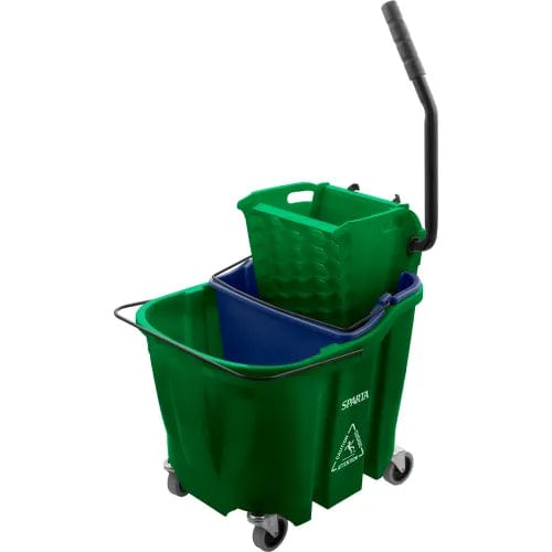 Mop Bucket Combo w/ Sidepress Wringer & Soiled Water Insert, 35 qt Bucket Capacity, Green