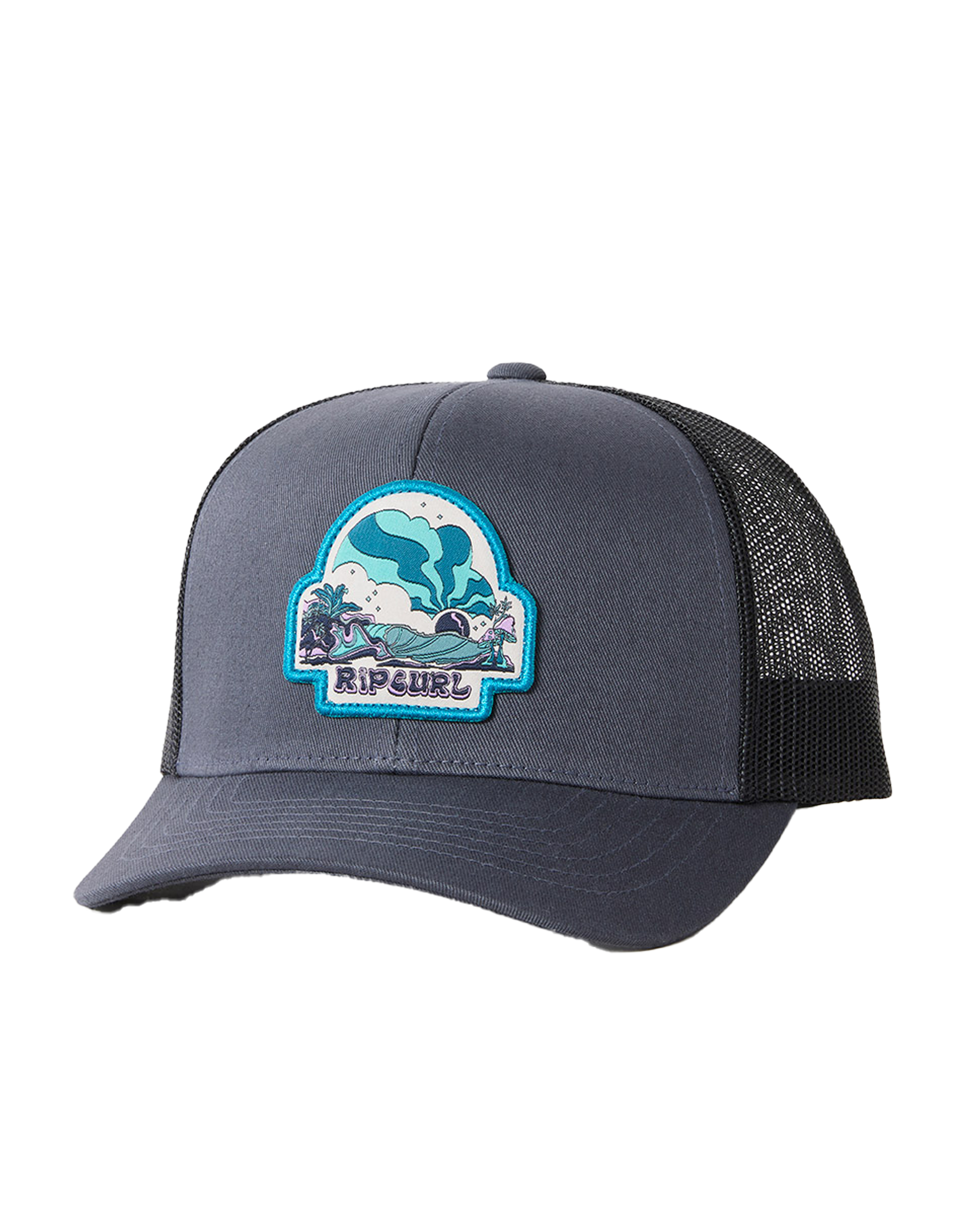 Mens Custom Curve Trucker Cap in Washed Black