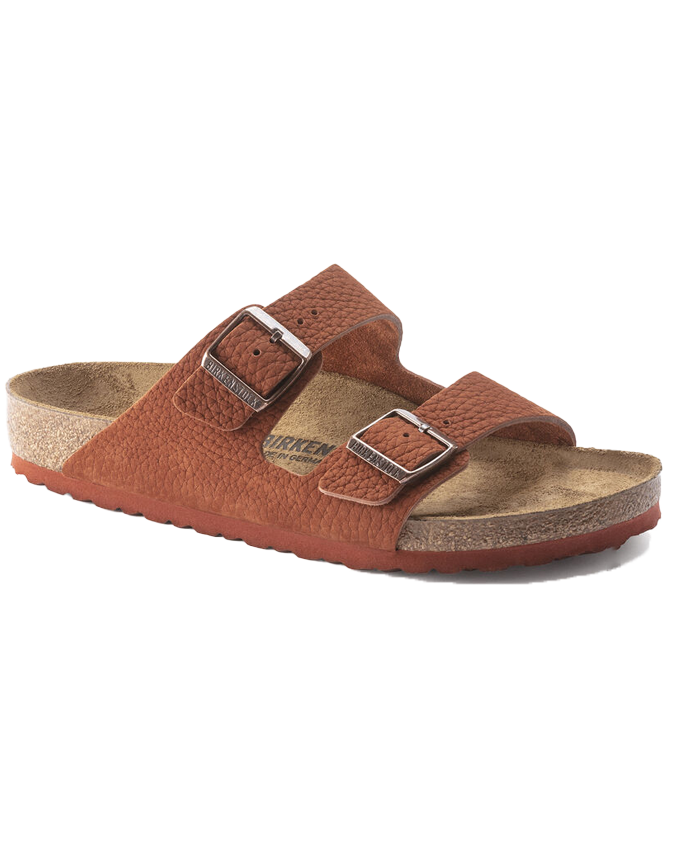 Arizona Nubuck Leather Sandals in Burnt Orange