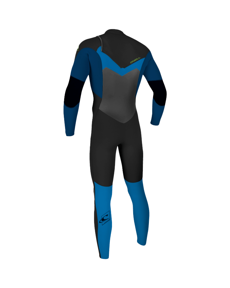 Boys Epic 4/3mm Chest Zip Wetsuit in Black, Deep Sea & Bali Blue