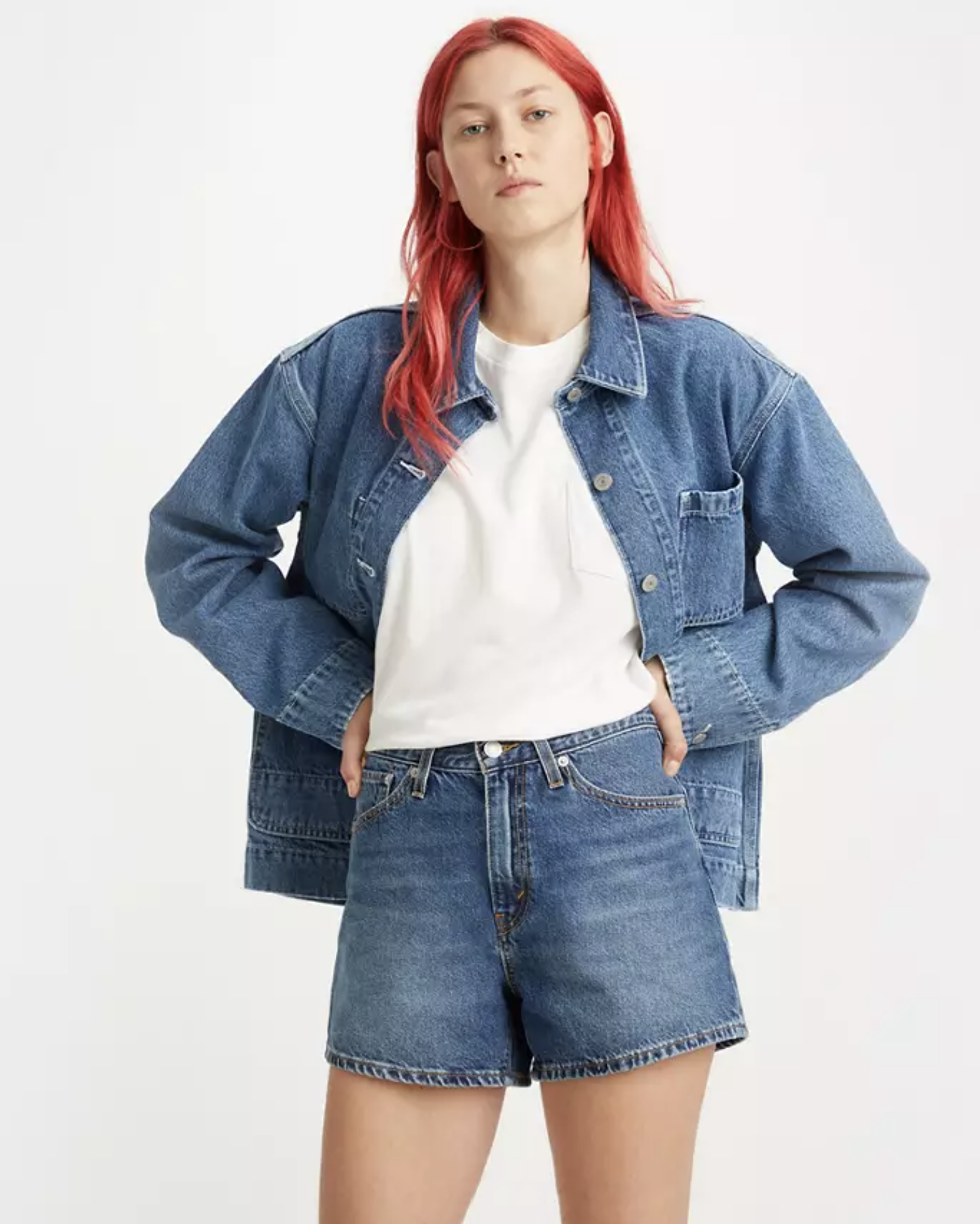 80s Mom Shorts in Medium Indigo Worn In