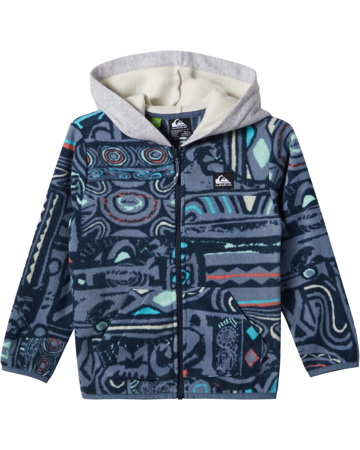 Boys Surf Days Zip Hoodie in Flint Stone