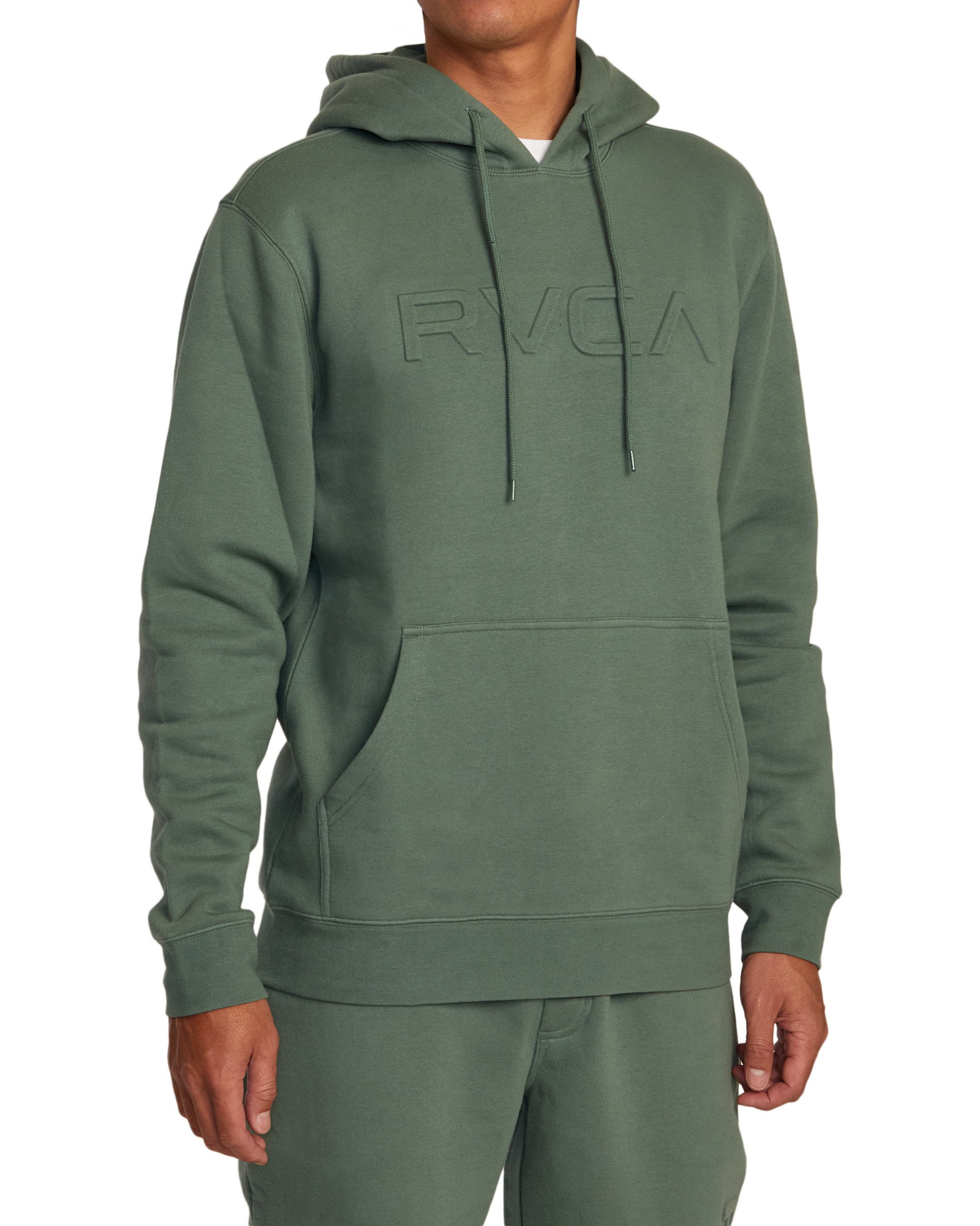 Big RVCA Embossed Hoodie in Jade