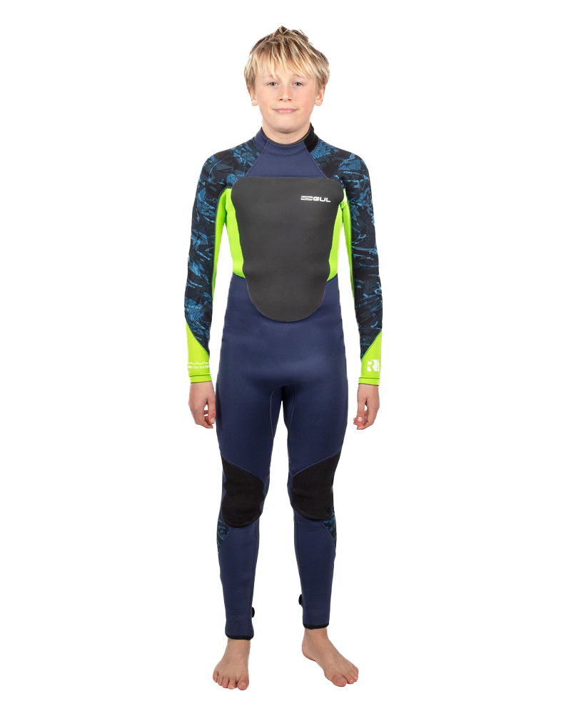 Boys Response 4/3mm Back Zip Wetsuit in Navy & Sulphur