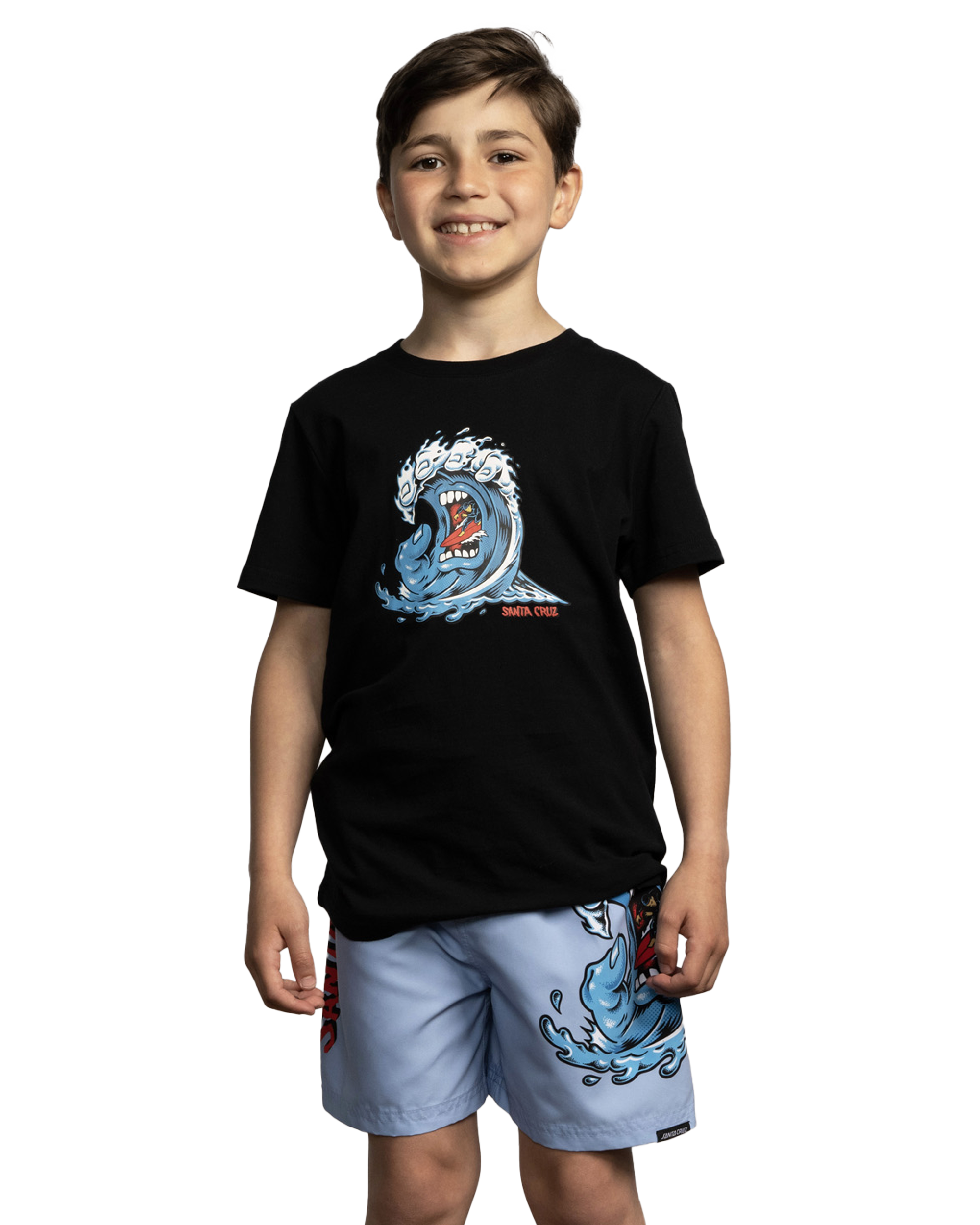 Boys Screaming Wave T-Shirt in Black