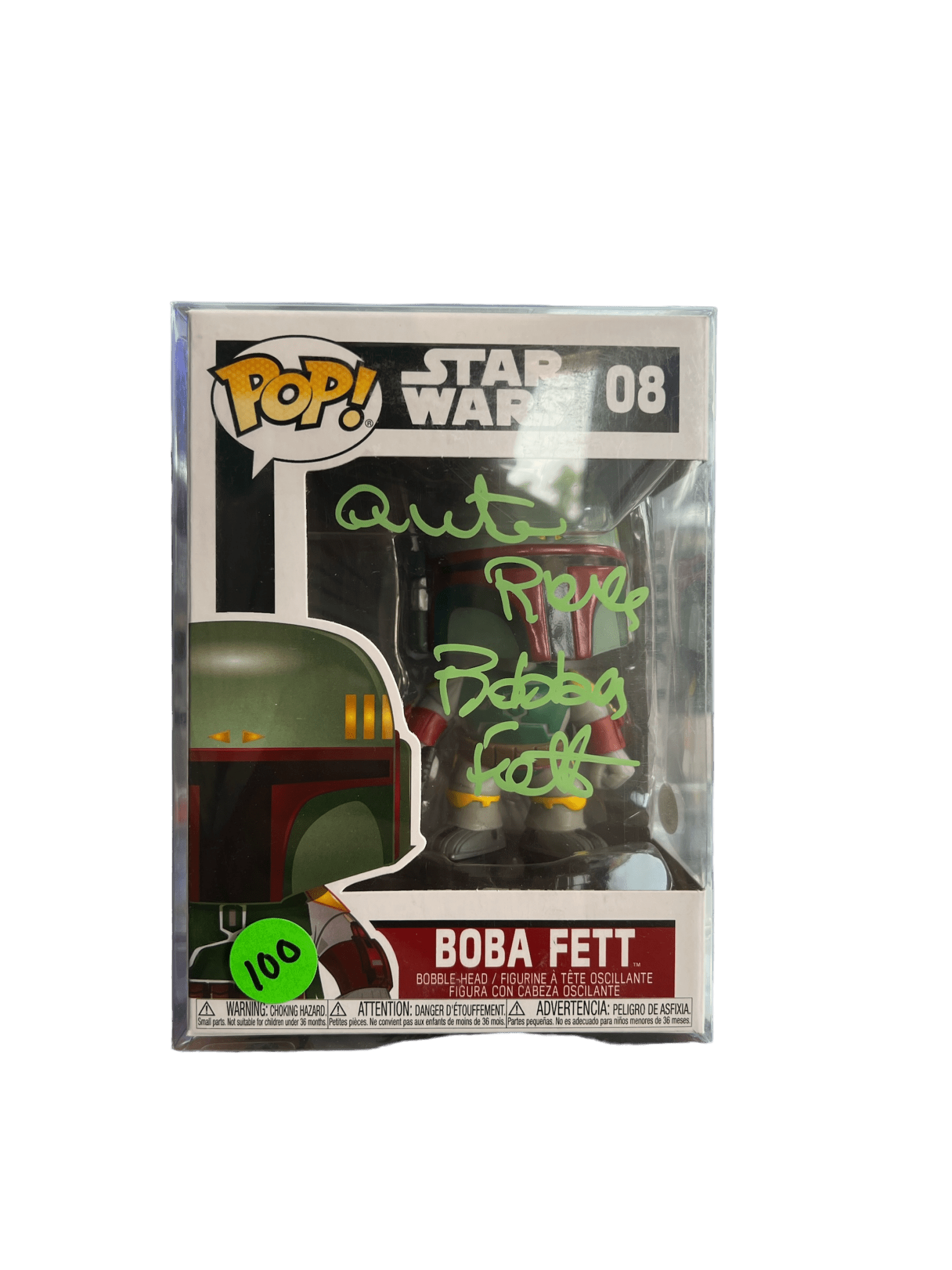 Quentin Pierre Signed Boba Fett Funko POP 08 JSA COA