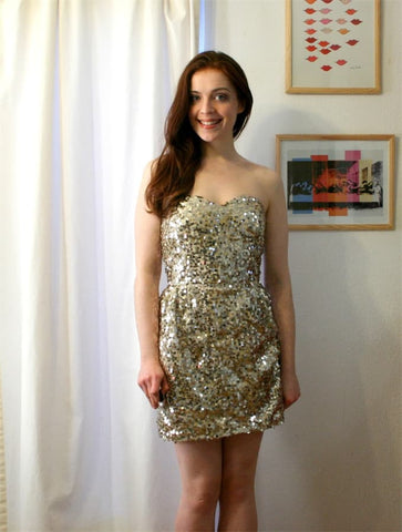 Try on a sequin dress