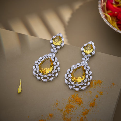 yellow haldi bridal drop earrins