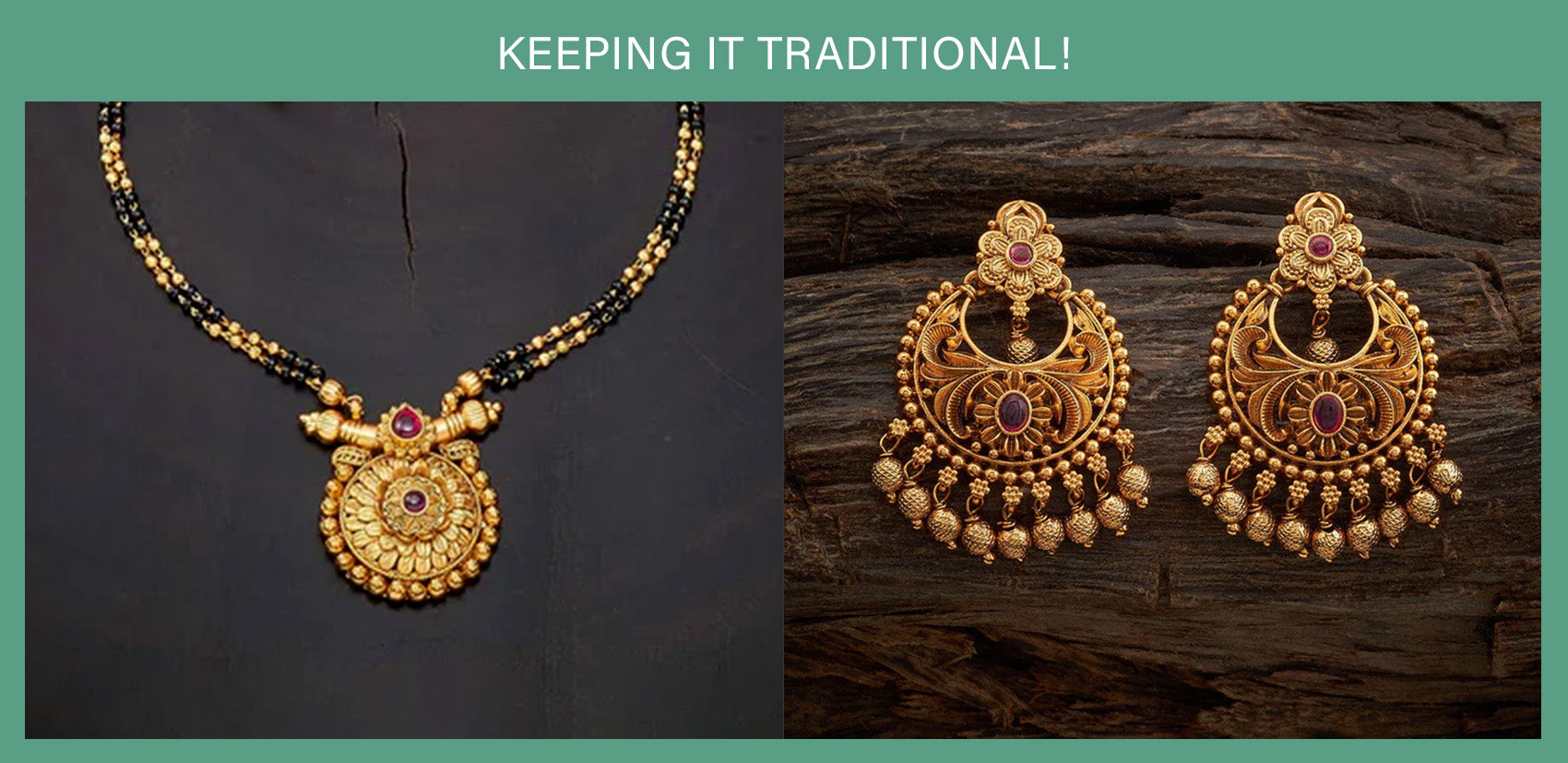 karwa chauth jewellery Antique mangalsutra & chandbali