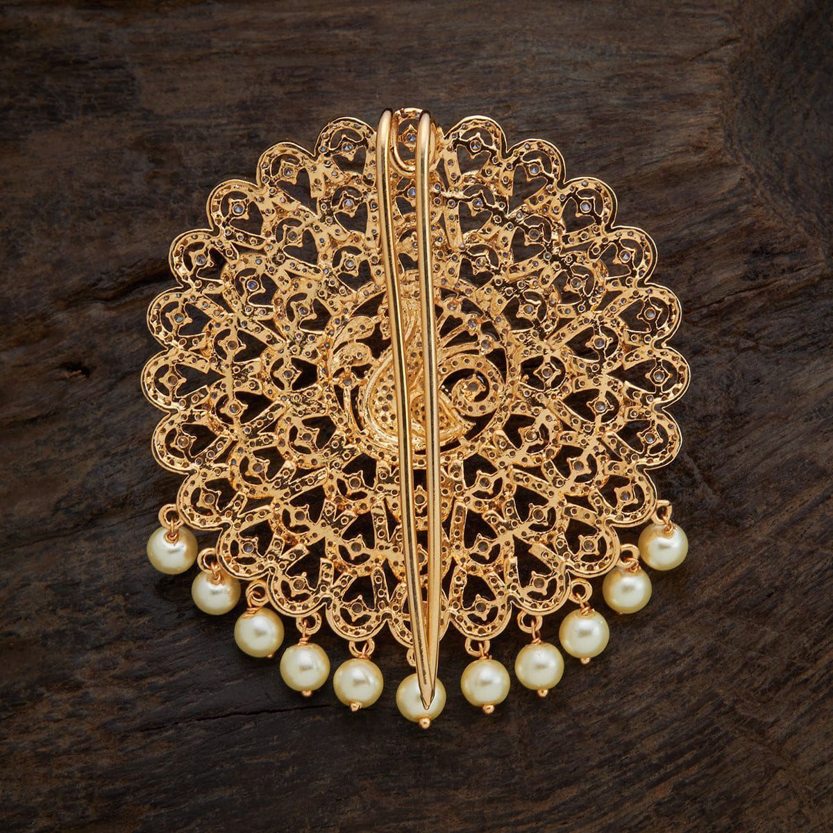 Zaveri Pearls Gold Tone Traditional Kundan Hair Brooch Pin  Absolutely Desi