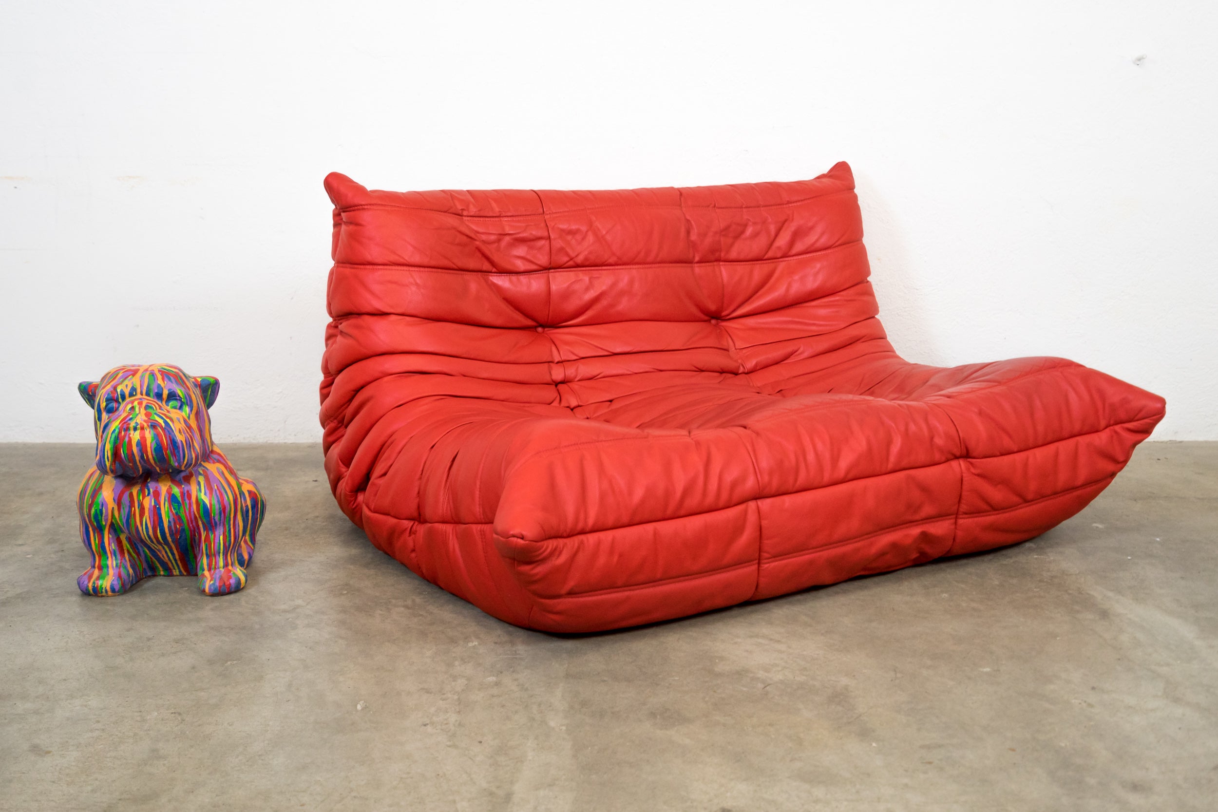 Ligne Roset Togo Sofa 2-Sitzer Leder Rot