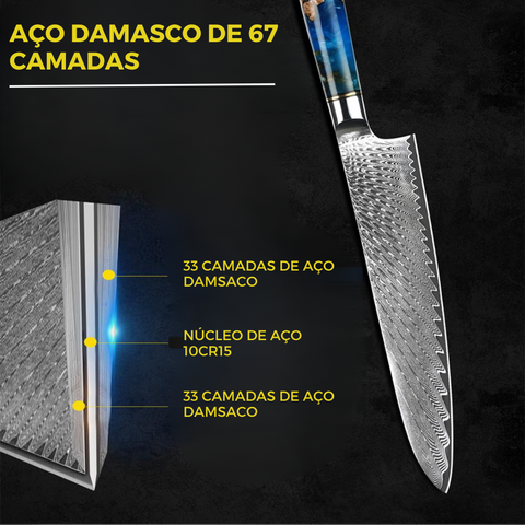 Combo 2 Facas Laminada em Aço Damasco - Nelore™