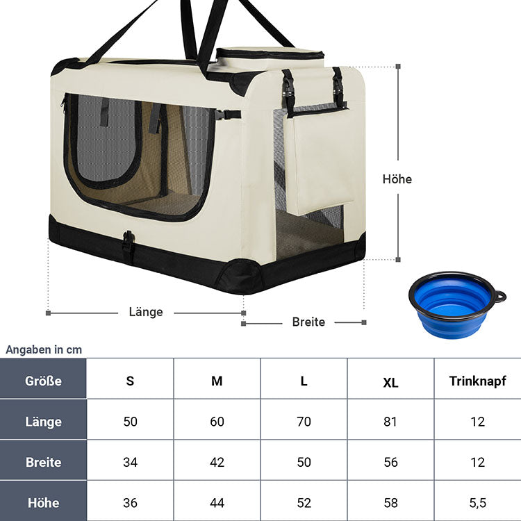 Abmessungen Hundetransportbox Lassie S in Beige