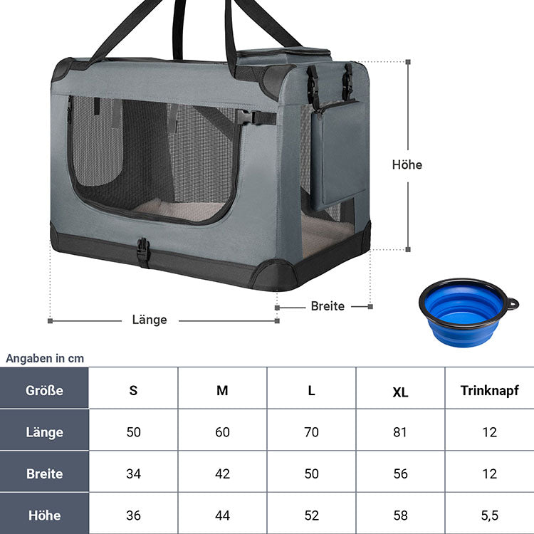 Abmessungen Hundetransportbox Lassie S in Grau
