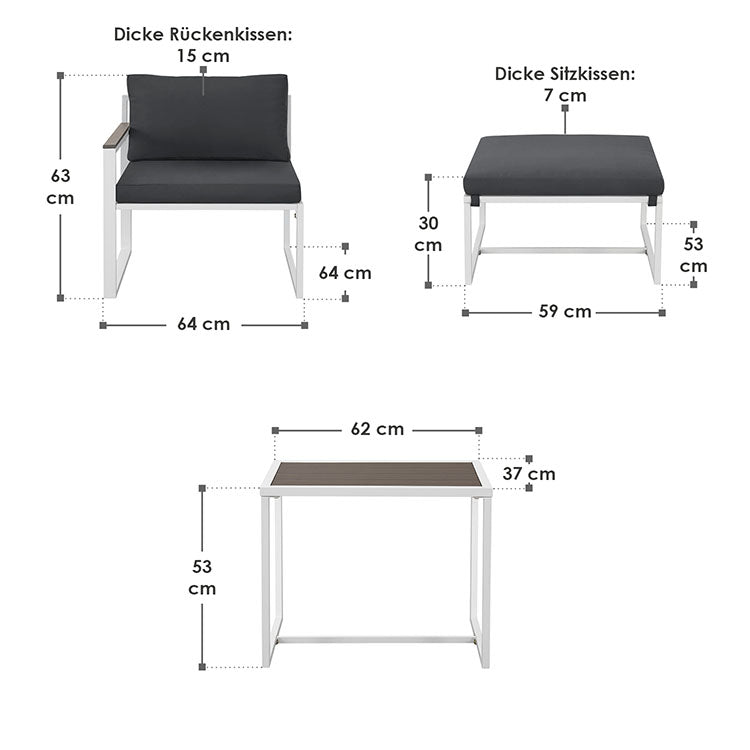 Abmessungen Sofa Gartenmöbel Set Bari