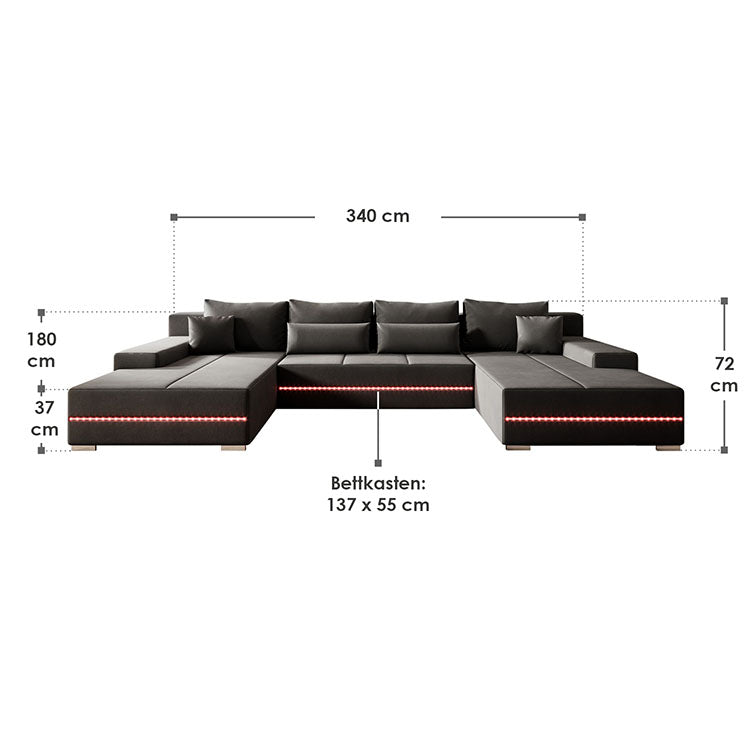 Abmessungen Sofa Malbun Dunkelgrau