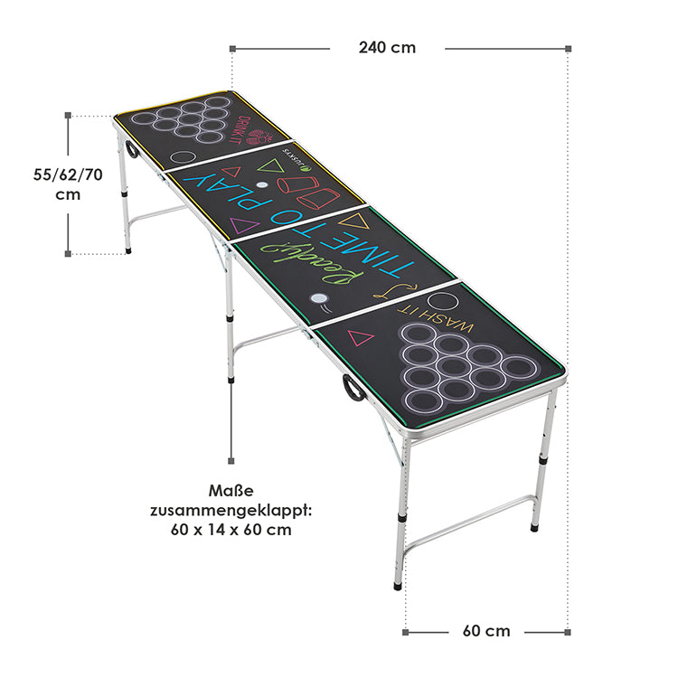 Abmessungen Beer Pong Tisch Colorido mit Beleuchtung